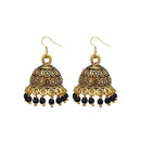 Jeweljunk Antique Gold Plated Black Beads Jhumki Earrings - 1309341G