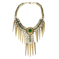 Jeweljunk Green Beads Gold Plated Statement Necklace - 1106629B