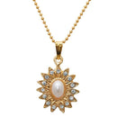 Regina White Pearl Austrian Stone Chain Pendant - 1203146