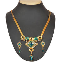 The99Jewel Blue Kundan Meenakari  Necklace Set - 1101014