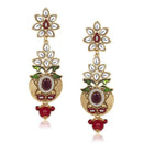 The99Jewel Kundan Green Meenakari Dangle Earrings