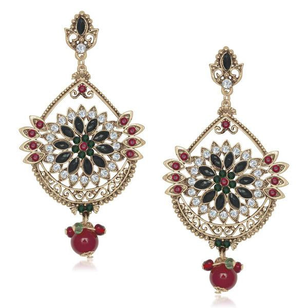 The99Jewel Red Stone Gold Plated Dangler Earring