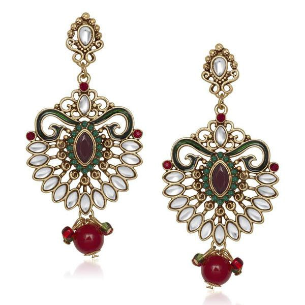 The99Jewel Kundan Multicolor Meenakari Dangler Earrings - 1305524