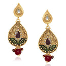 The99jewel Kundan Red Meenakari Dangler Earrings - 1305525