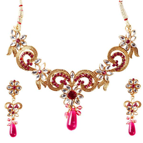 Soha Fashion Pink Austrian Stone Drop Necklace Set