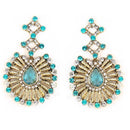 Tip Top Fashions Blue Austrian Stone Gold Plated Dangler Earring - 1300308