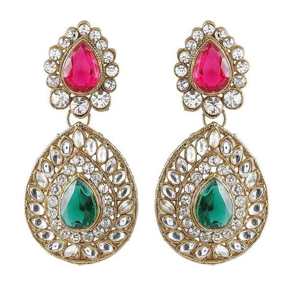 Soha Fashion Kundan Gold Plated Austrian Stone Dangler Earrings - 1300925