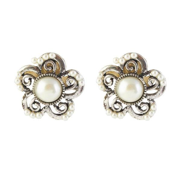 The99Jewel Pearl Silver Plated Stud Earrings - 1306407