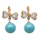 The99Jewel Blue Glass Stone Gold Plated Ball Earring - 1307963A