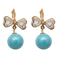 The99Jewel Blue Glass Stone Gold Plated Ball Earring - 1307963A