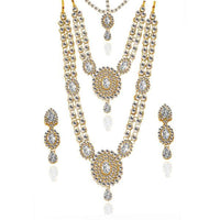 Vivant Charms Glass Stone Necklace Set With Maang Tikka - 1103611