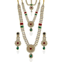 Vivant Charms Glass Stone Necklace Set With Maang Tikka - 1103613