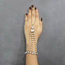 Apurva Pearls Gold Plated Pearl Stone Chain Hand Harness - 1502402