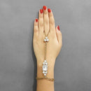 Apurva Pearls Gold Plated Glass Stone Chain Hand Harness - 1502426