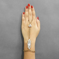 Apurva Pearls Gold Plated Glass Stone Chain Hand Harness - 1502426