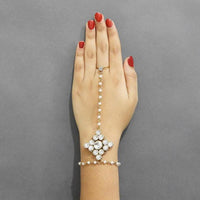 Apurva Pearls Gold Plated Glass Stone Chain Hand Harness - 1502432