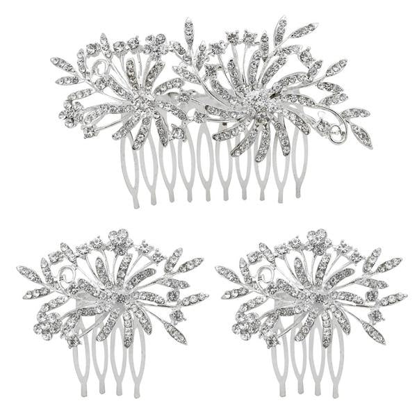 Tip Top Fashions Stone Silver Plated Hair Brooch - 1502044A