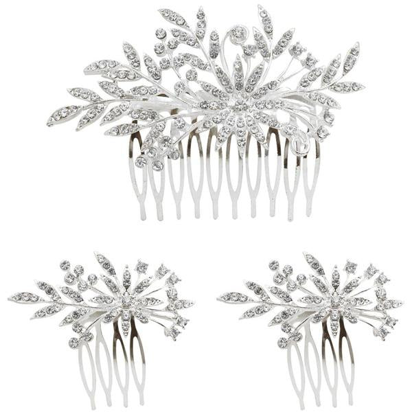 Tip Top Fashions Stone Silver Plated Hair Brooch - 1502045A