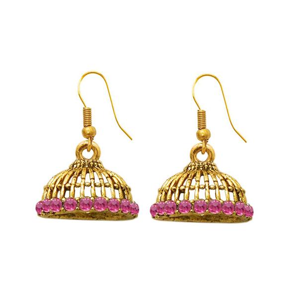 The99Jewel Zinc Alloy Gold Plated Stone Jhumki Earring - 1307501A