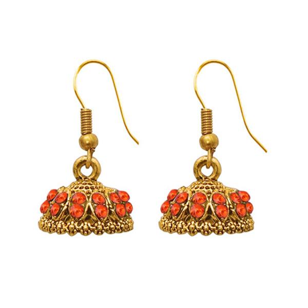 The99Jewel Zinc Alloy Gold Plated Stone Jhumki Earring - 1307502J