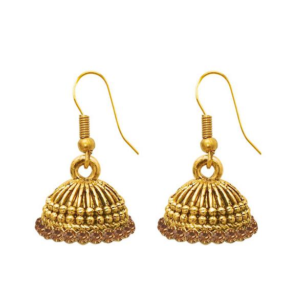 The99Jewel Zinc Alloy Gold Plated Stone Jhumki Earring - 1307503K