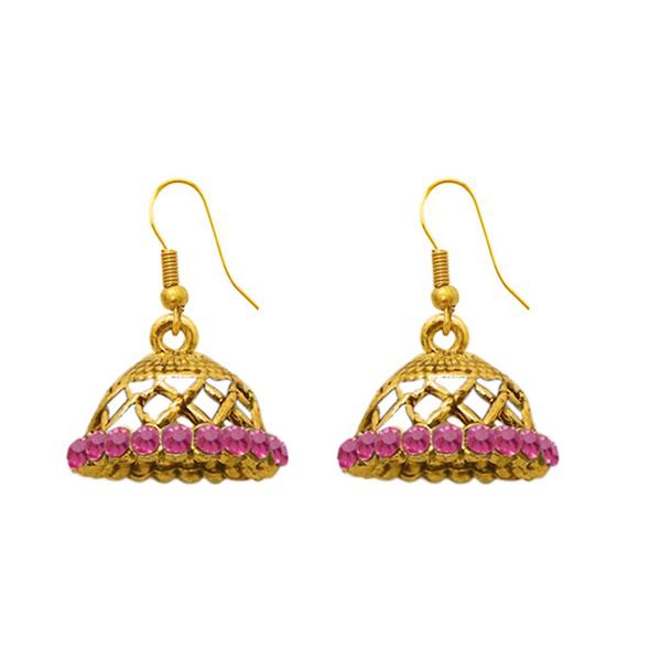 The99Jewel Zinc Alloy Gold Plated Stone Jhumki Earring - 1307504A
