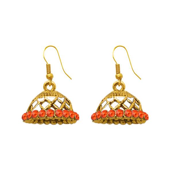 The99Jewel Zinc Alloy Gold Plated Stone Jhumki Earring - 1307504B