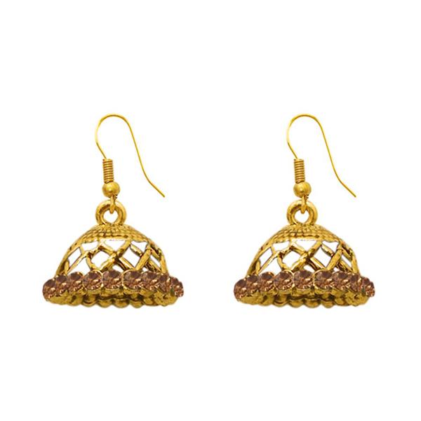 The99Jewel Zinc Alloy Gold Plated Stone Jhumki Earring - 1307504L