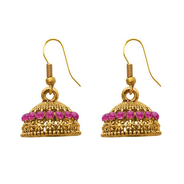 The99Jewel Zinc Alloy Gold Plated Stone Jhumki Earring - 1307505J