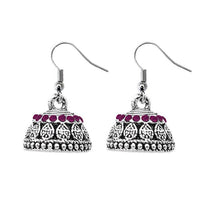 JewelEthnic Pink Austrian Stone Rhodium Plated Jhumki - 1307507C