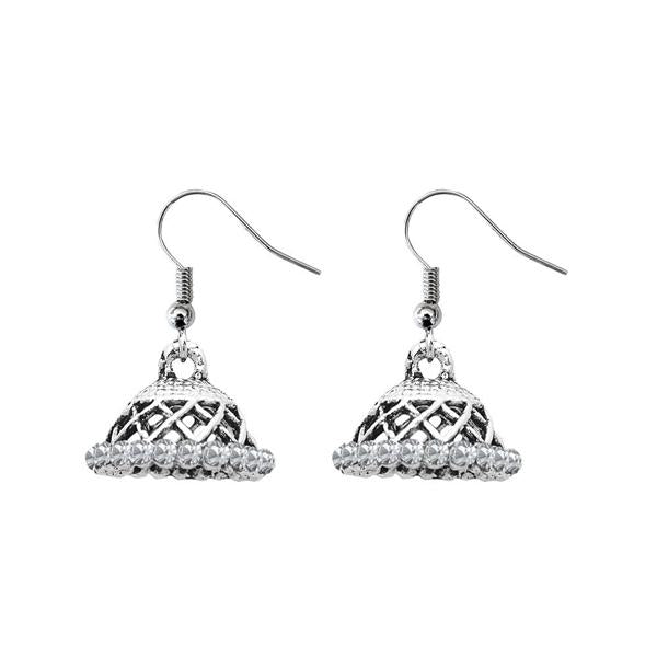 JewelEthnic White Austrian Stone Rhodium Plated Jhumki - 1307509K