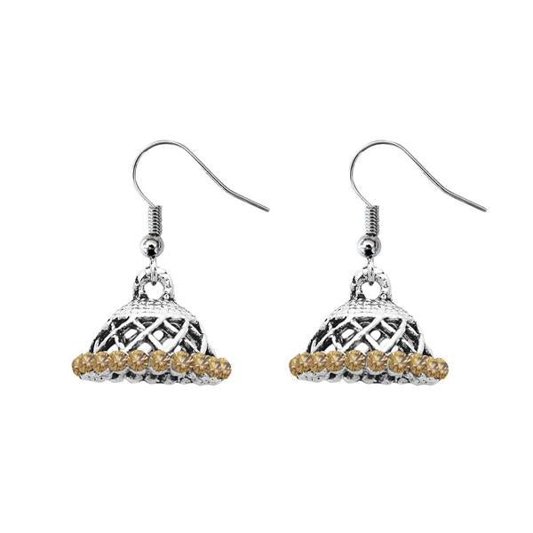 JewelEthnic Yellow Austrian Stone Rhodium Plated Jhumki - 1307509L