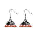 JewelEthnic Orange Austrian Stone Rhodium Plated Jhumki - 1307510C