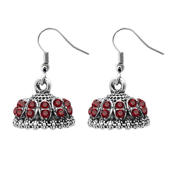 JewelEthnic Austrian Stone Rhodium Plated Jhumki - 1307511C