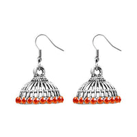 JewelEthnic Orange Austrian Stone Rhodium Plated Jhumki - 1307512E