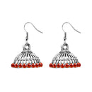 JewelEthnic Orange Austrian Stone Rhodium Plated Jhumki - 1307512I
