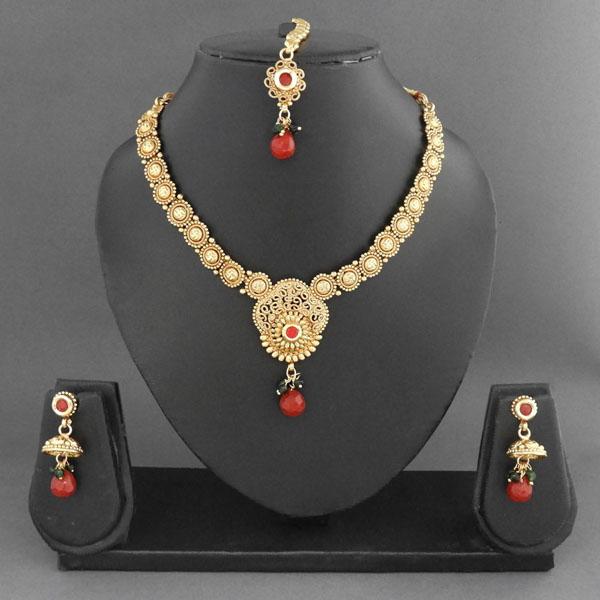 Bhavi Copper Necklace Set With Maang Tikka - FAP0013B