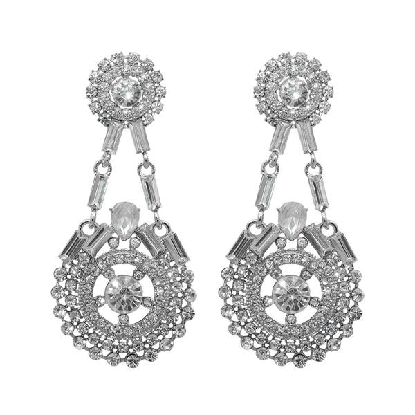 Yoona Kundan Austrian Stone Silver Plated dangler Earring - 1307703A