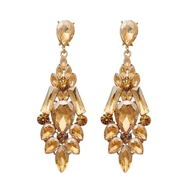 Yoona Champagne Crystal Stone Gold Plated Dangler Earring - 1307705C