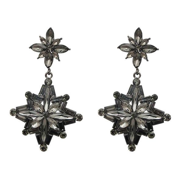 Yoona Black Marcasite Stone Oxidised Dangler Earring - 1307707B