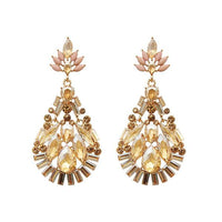 Yoona Champagne Crystal Stone Gold Plated Dangler Earring - 1307708C