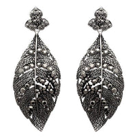 Yoona Marcasite Stone Oxidised Leaf Design Dangler Earring - 1307731A