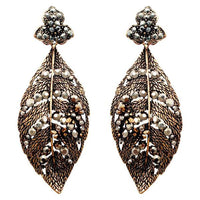 Yoona Marcasite Stone Oxidised Leaf Design Dangler Earring - 1307731B