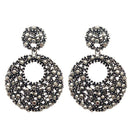 Yoona Black Marcasite Stone Oxidised Dangler Earring - 1307742A