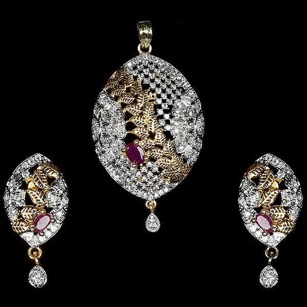 Labono Art American Diamond Gold Plated Pendant Set - FAW0011