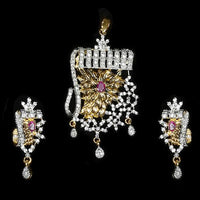 Labono Art American Diamond Gold Plated Pendant Set - FAW0013