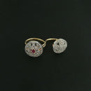 Labono Art Pink Ruby Stone Gold Plated Double Ring - FAW0027