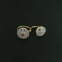 Labono Art Pink Ruby Stone Gold Plated Double Ring - FAW0027
