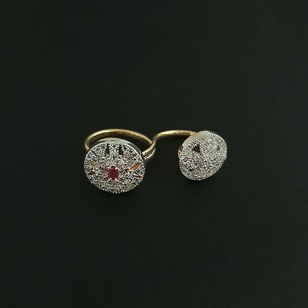 Labono Art Pink Ruby Stone Gold Plated Double Ring - FAW0027
