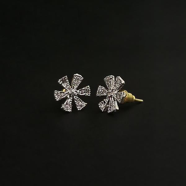 Labono Art Rhodium Plated AD Stone Stud Earrings - FAW0046